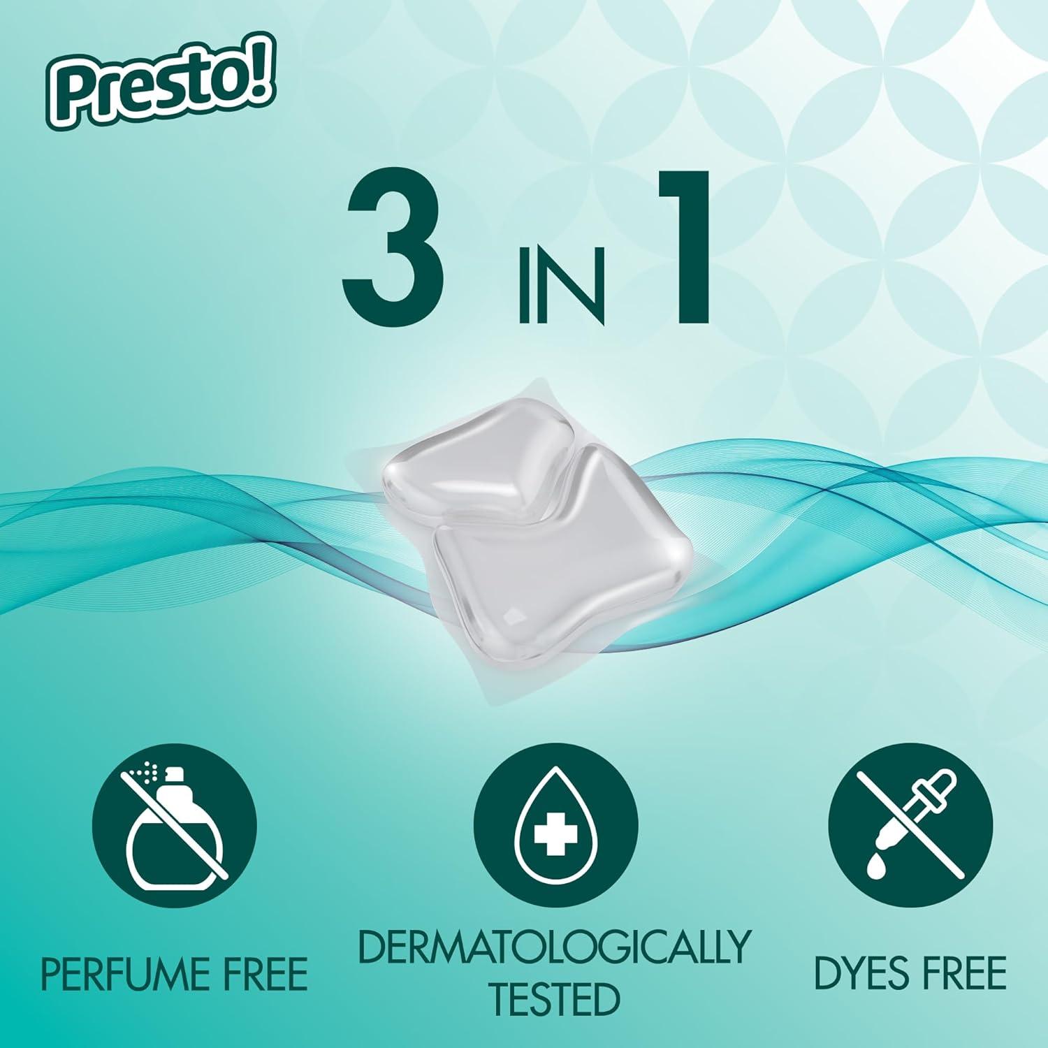 imageAmazon Brand Presto Laundry Detergent Pacs Hypoallergenic Free amp Clear 96 CountFree Clear